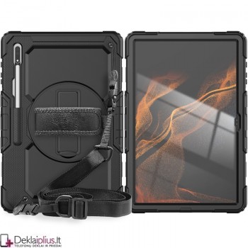 Smūgiams atsparus 360 dėklas su dirželiu (Samsung Tab S8 Ultra /Tab S9 Ultra (x910-x916/Tab S10 Ultra SM-X920-X926B) Smūgiams atsparus 360 dėklas su dirželiu (Samsung Tab S8 Ultra /Tab S9 Ultra (x910-x916/Tab S10 Ultra SM-X920-X926B)